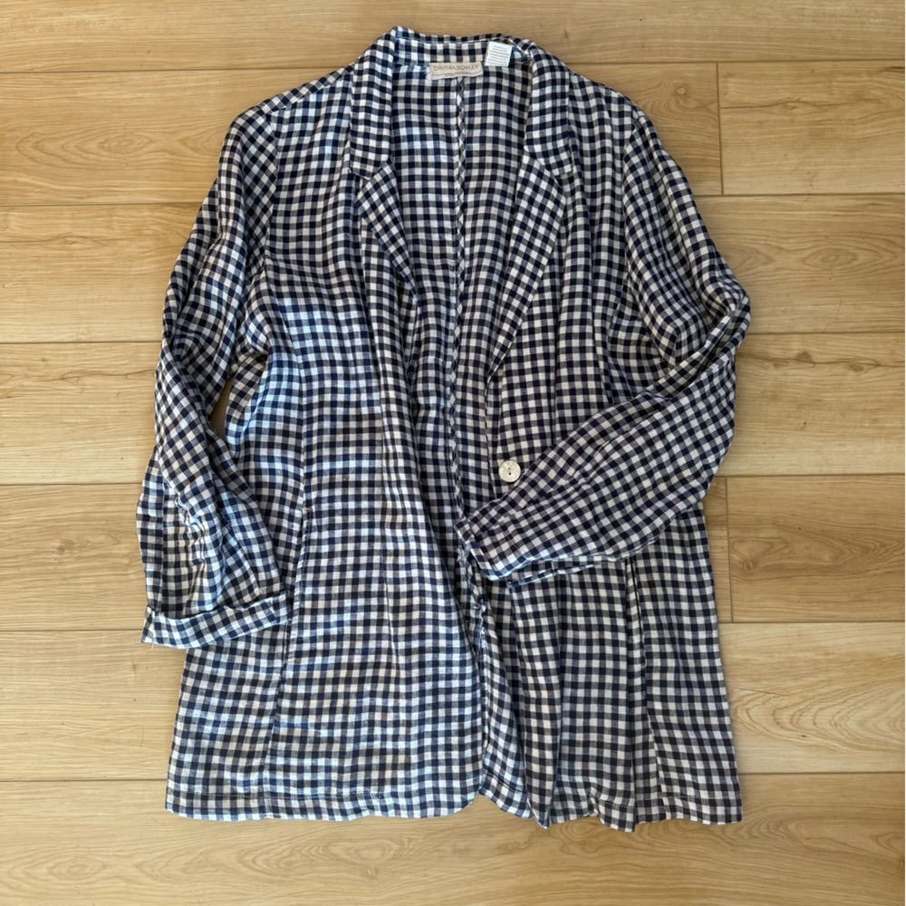 Cynthia Rowley Blue and White Checkered Blazer